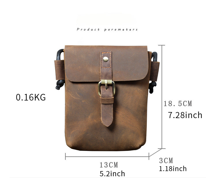 First Layer Cowhide Minimalist Phone Bag Crazy Horse Leather Crossbody