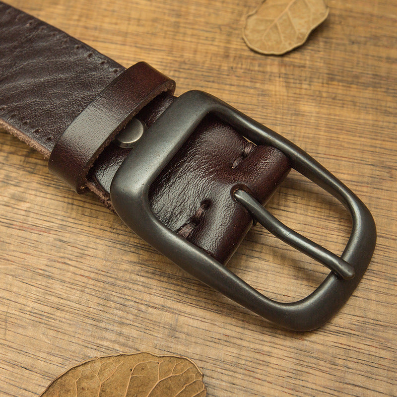 Handmade Belt Men's Pin Buckle Top Layer Cowhide Belt