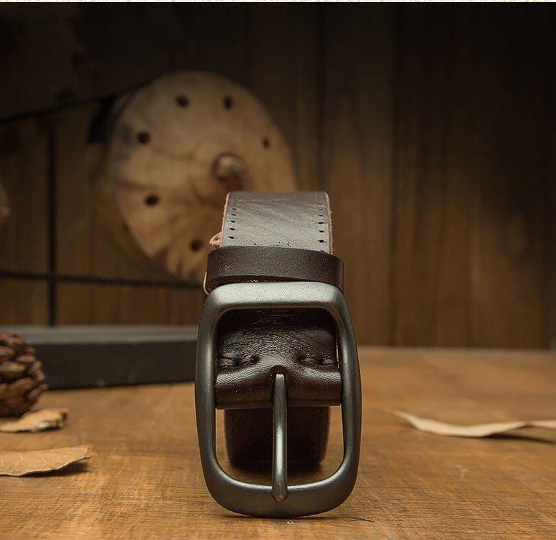 Handmade Belt Men's Pin Buckle Top Layer Cowhide Belt