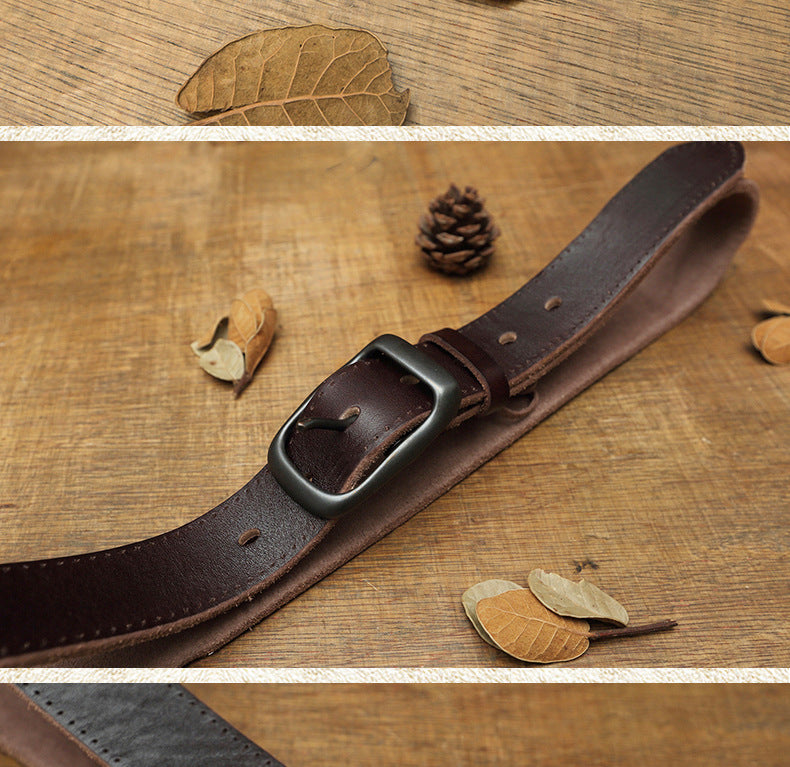 Handmade Belt Men's Pin Buckle Top Layer Cowhide Belt