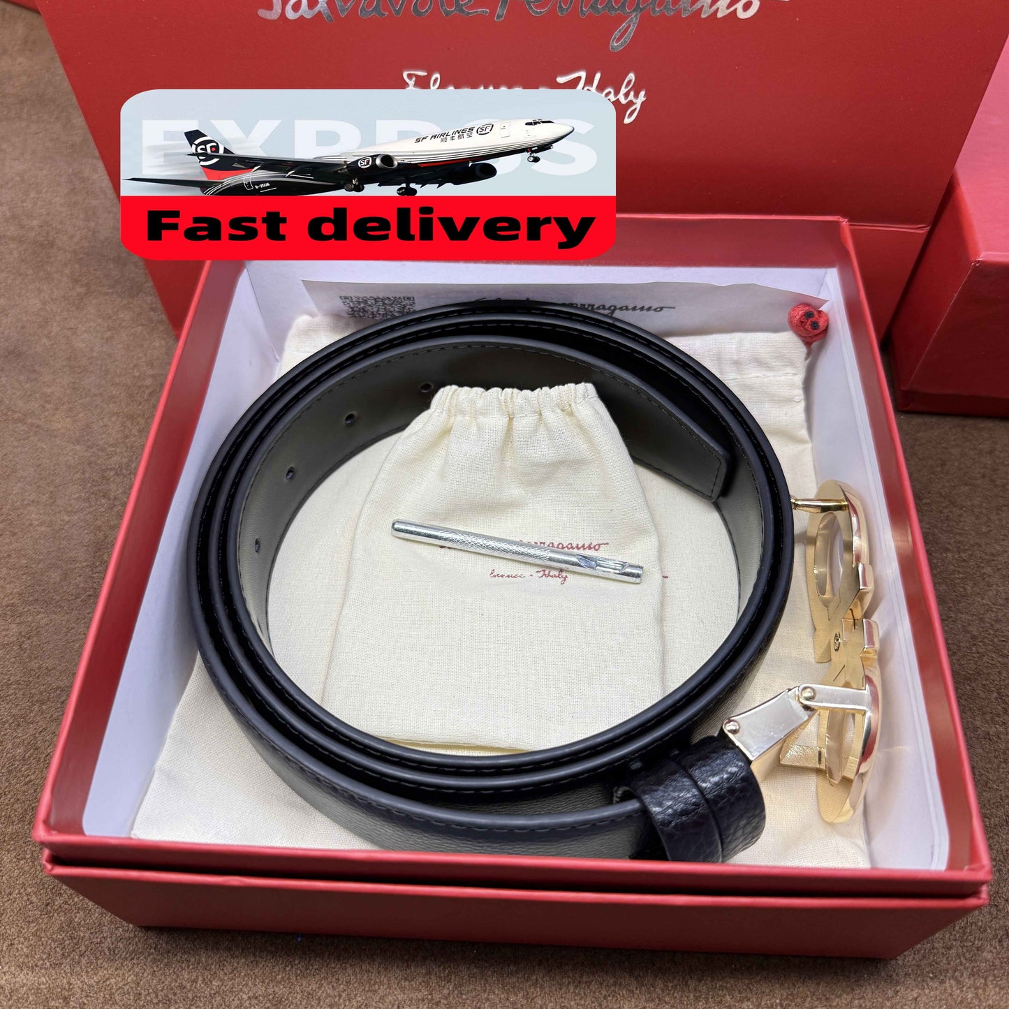 Classic design men's genuine leather belt, with gift box 3-7 days delivery
