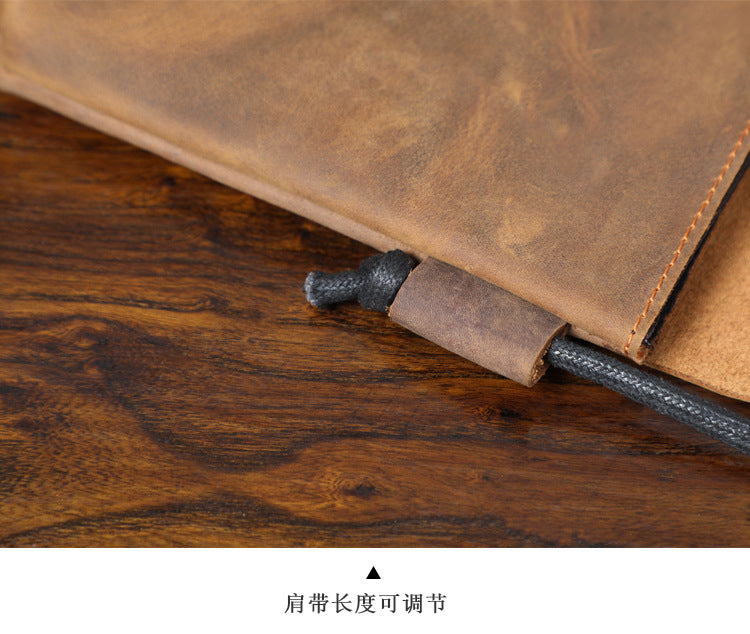 First Layer Cowhide Minimalist Phone Bag Crazy Horse Leather Crossbody