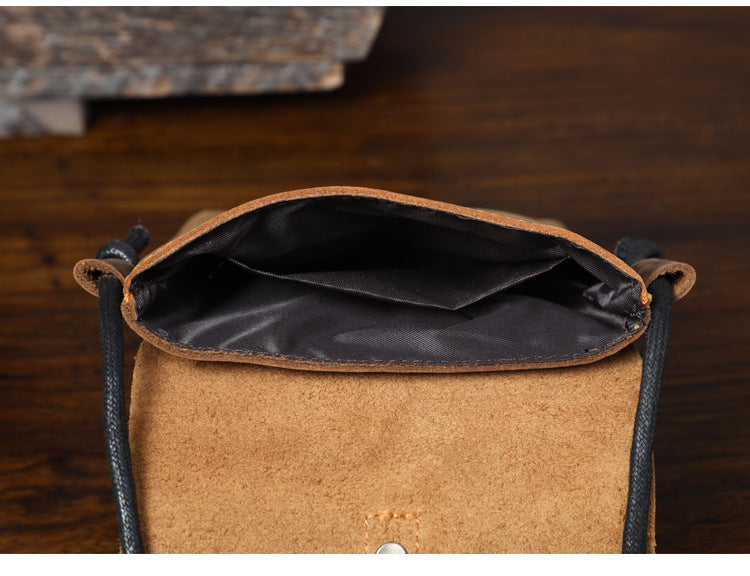 First Layer Cowhide Minimalist Phone Bag Crazy Horse Leather Crossbody