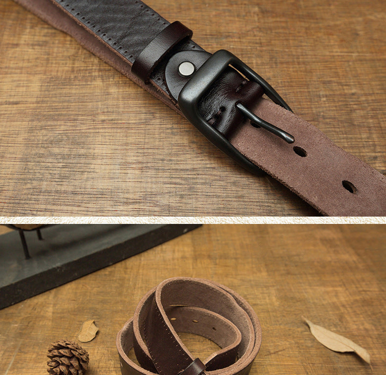 Handmade Belt Men's Pin Buckle Top Layer Cowhide Belt