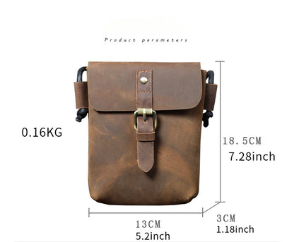 First Layer Cowhide Minimalist Phone Bag Crazy Horse Leather Crossbody