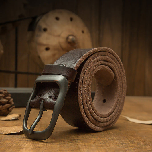 Handmade Belt Men's Pin Buckle Top Layer Cowhide Belt
