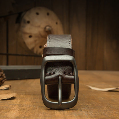 Handmade Belt Men's Pin Buckle Top Layer Cowhide Belt